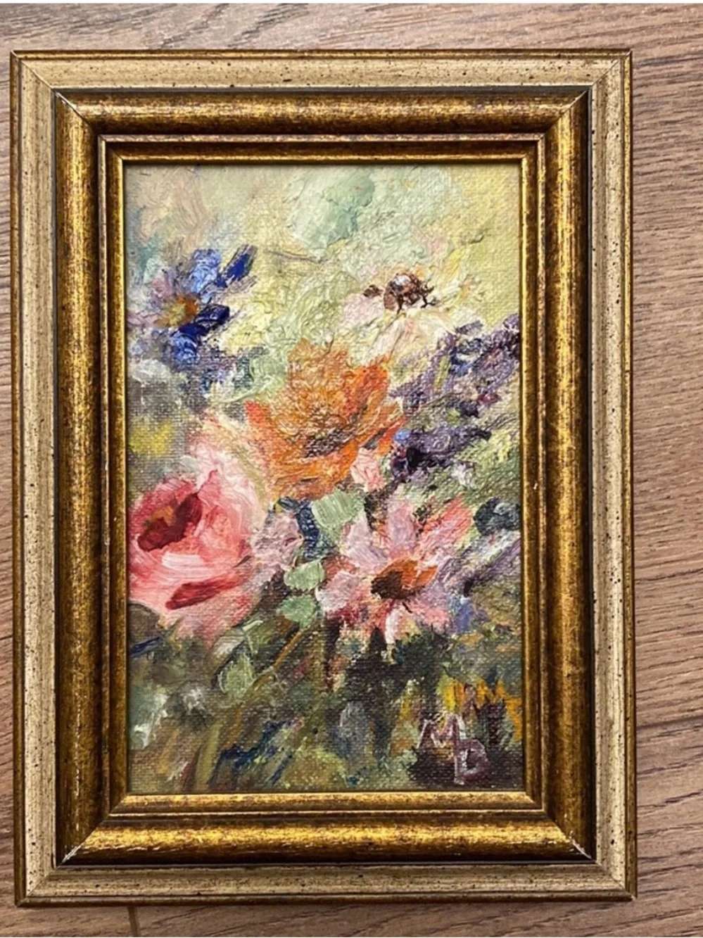 Vintage Original Floral Oil Paintings Framed Set of 4